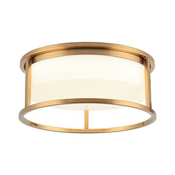 Framerton Two Light Ceiling Mount in Aged Gold Brass by Matteo Lighting