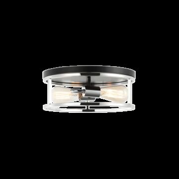 Clarke Two Light Flush Mount in Black   Chrome by Matteo Lighting