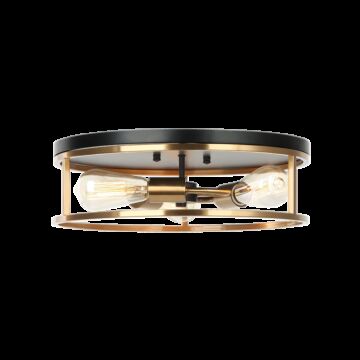 Clarke Three Light Ceiling Mount in Black & Aged Gold Brass by Matteo Lighting