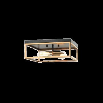Clarke Two Light Ceiling Mount in Black & Aged Gold Brass by Matteo Lighting