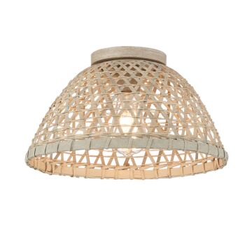  One Light Flush Mount in Matte Black and Natural Rattan by Meridian