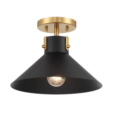  Ceiling Light in Matte Black and Natural Brass