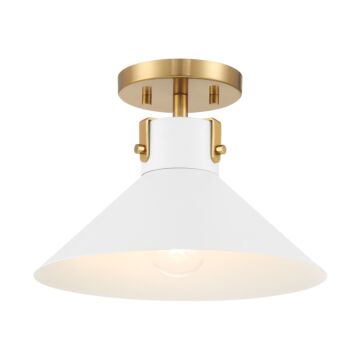 Ceiling Light in White and Natural Brass