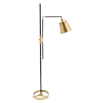 Morgan Floor Lamp in Black with Antique Brass