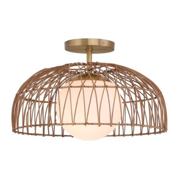  One Light Convertible Pendant or SemiFlush in Natural Brass by Meridian