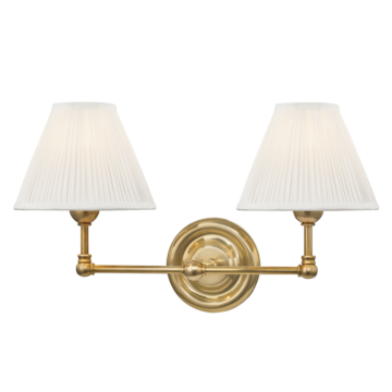 Classic No.1 Two Light Wall Sconce in Aged Brass by Hudson Valley