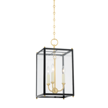 Chaselton Three Light Lantern in Aged Brass by Hudson Valley