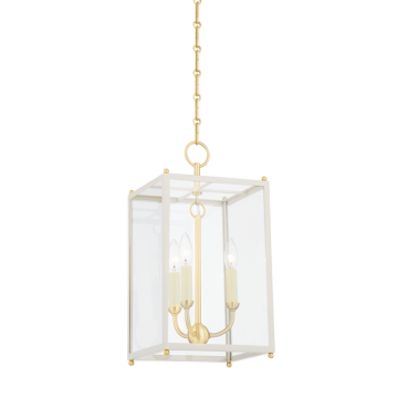 Chaselton Three Light Lantern in Aged Brass by Hudson Valley