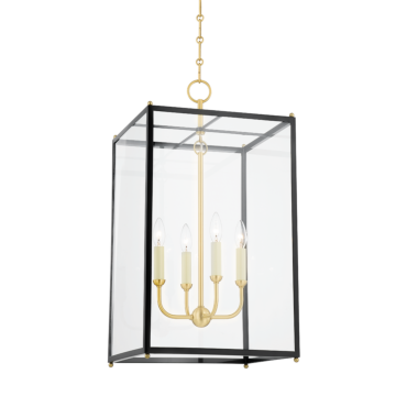 Chaselton Four Light Lantern in Aged Brass by Hudson Valley