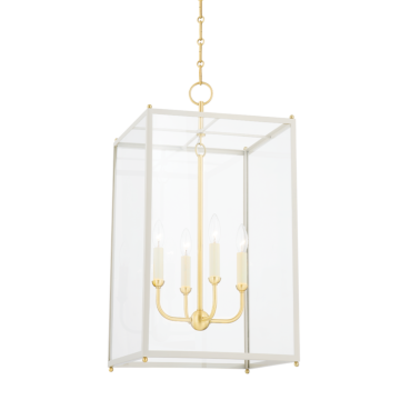 Chaselton Four Light Lantern in Aged Brass by Hudson Valley