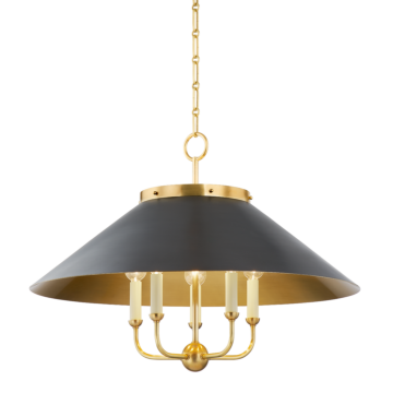 Clivedon Five Light Chandelier in Aged Brass Distressed Bronze by Hudson Valley