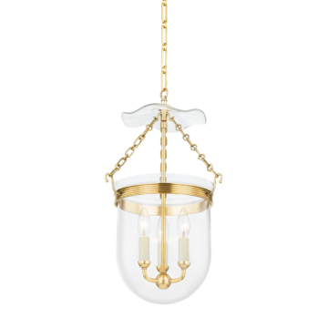 Rousham Three Light Lantern in Aged Brass by Hudson Valley