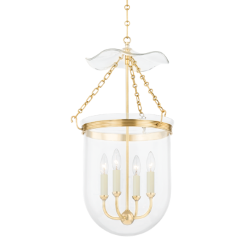 Rousham Four Light Lantern in Aged Brass by Hudson Valley