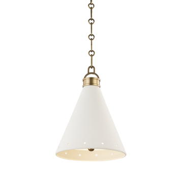 Plaster No.1 One Light Pendant in Aged Brass White Plaster by Hudson Valley