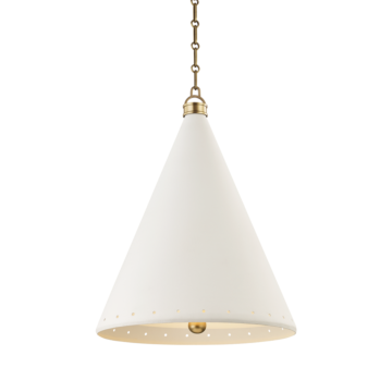 Plaster No.1 Two Light Pendant in Aged Brass White Plaster by Hudson Valley
