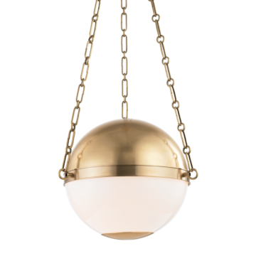 Sphere No.2 Two Light Pendant in Aged Brass by Hudson Valley