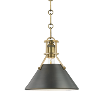 Metal No. 2 One Light Pendant in Aged Antique Distressed Bronze by Hudson Valley