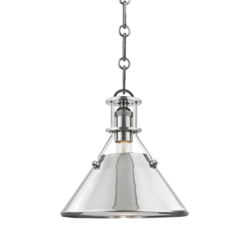 Metal No. 2 One Light Pendant in Polished Nickel by Hudson Valley