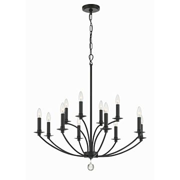 Mila 12 Light Chandelier in Black by Crystorama