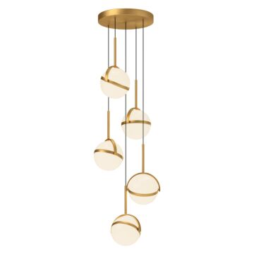Globo LED Pendant in Brushed Gold by Alora