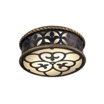 Montparnasse Two Light Flush Mount in French Coal W Gold Leaf Highl by Metropolitan