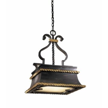 Montparnasse Three Light Pendant in French Coal W Gold Leaf Highl by Metropolitan