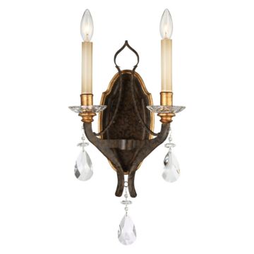 Chateau Nobles Two Light Wall Sconce in Raven Bronze WSunburst Gold H by Metropolitan