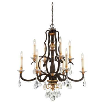 Chateau Nobles Ten Light Chandelier in Raven Bronze WSunburst Gold H by Metropolitan