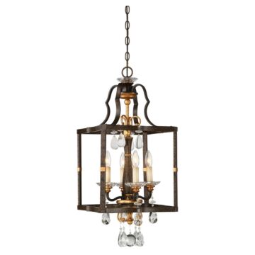 Chateau Nobles Four Light Pendant in Raven Bronze WSunburst Gold H by Metropolitan