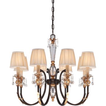 Bella Cristallo Eight Light Chandelier in French Bronze W Gold Highlights by Metropolitan
