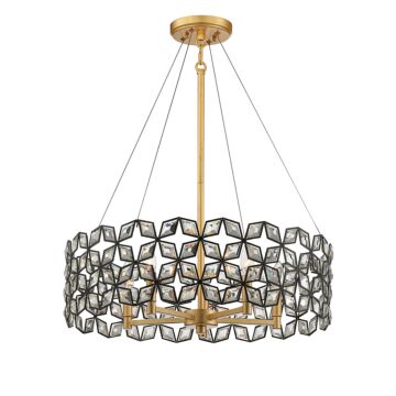 Brookcrest Five Light Pendant in Sand Coal W Gold Leaf by Metropolitan