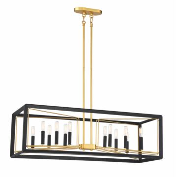 Metropolitan Sable Point 12 Light Pendant Light in Sand Black with Honey Gold Accents