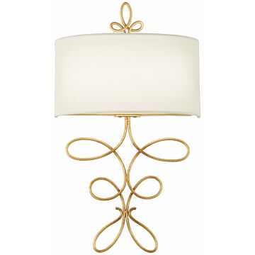 Metropolitan Gianella 2 Light Wall Sconce in Ardent Gold Leaf