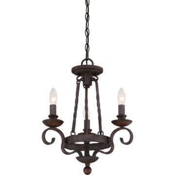 Noble Three Light Chandelier in Rustic Black by Quoizel