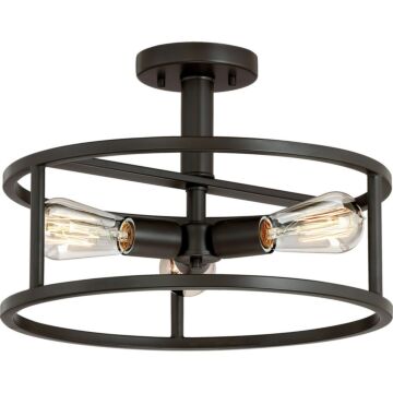 New Harbor Three Light SemiFlush Mount in Western Bronze by Quoizel