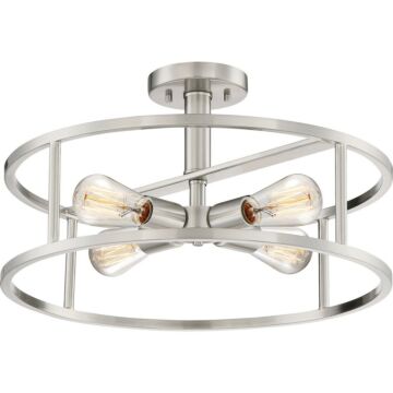 New Harbor Four Light SemiFlush Mount in Brushed Nickel by Quoizel