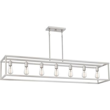 New Harbor Seven Light Island Chandelier in Brushed Nickel by Quoizel