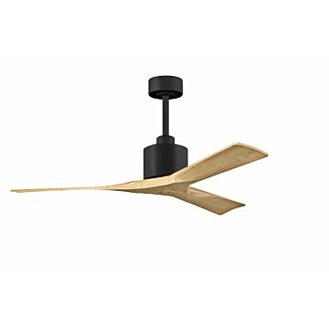 Nan 6-Speed DC 52 Ceiling Fan in Matte Black with Light Maple Tone blades