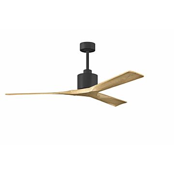 Nan 6-Speed DC 60 Ceiling Fan in Matte Black with Light Maple Tone blades