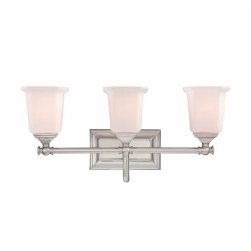 Nicholas Three Light Bath Fixture in Brushed Nickel by Quoizel