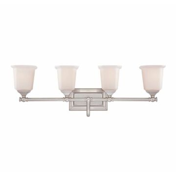 Nicholas Four Light Bath Fixture in Brushed Nickel by Quoizel