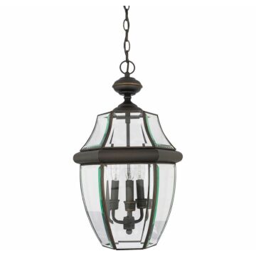 Newbury Three Light Outdoor Hanging Lantern in Medici Bronze by Quoizel