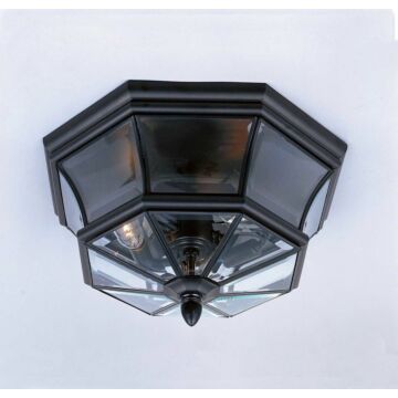 Newbury Three Light Outdoor Flush Mount in Mystic Black by Quoizel