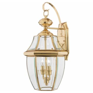 Newbury Two Light Outdoor Wall Lantern in Polished Brass by Quoizel
