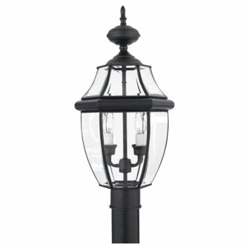 Newbury Two Light Outdoor Post Mount in Mystic Black by Quoizel
