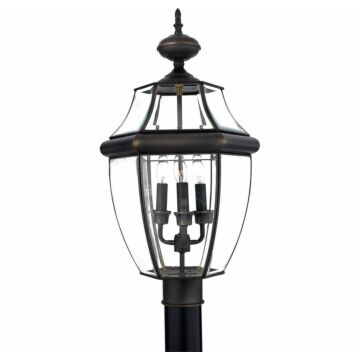 Newbury Three Light Outdoor Post Lantern in Medici Bronze by Quoizel