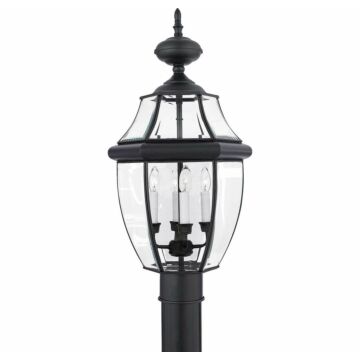 Newbury Four Light Outdoor Post Mount in Mystic Black by Quoizel