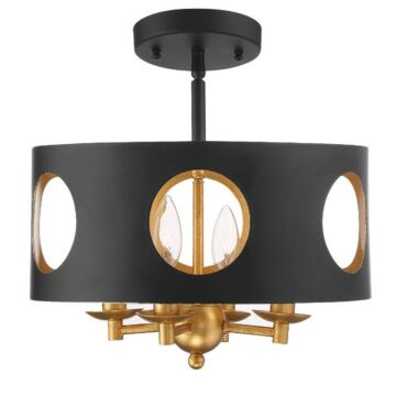 Odelle Ceiling Light in Matte Black And Antique Gold