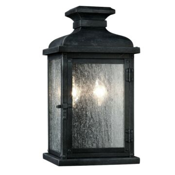 Pediment Two Light Lantern in Dark Weathered Zinc by Visual Comfort Studio