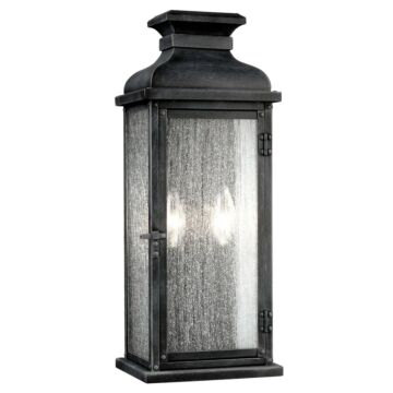 Pediment Two Light Lantern in Dark Weathered Zinc by Visual Comfort Studio